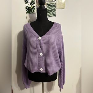 Cropped Purple Cardigan